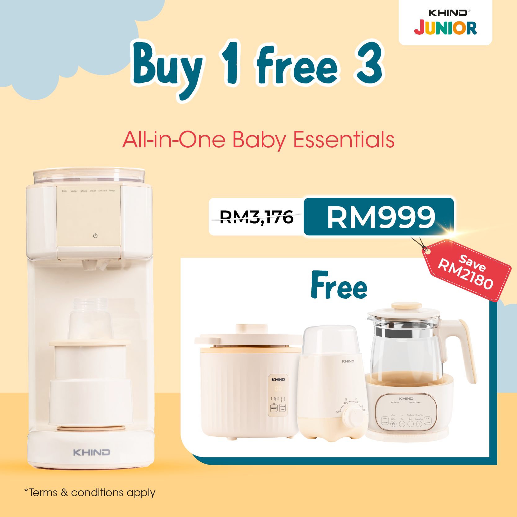 KHIND Junior Baby Formula Milk Maker BFM20｜Pembuat Susu Formula Bayi | Best Value Baby Pack